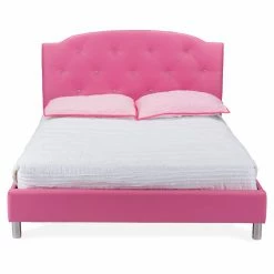 Cheapest 😉 Baxton Studio Canterbury Hot Pink Faux Leather Queen Size Platform Bed 👍 -Beds Shop inuseWSI3518