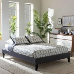Cheapest 🤩 King HN Home Renton Transitional Fabric Upholstered Platform Bed With Tapered Legs 🤩 -Beds Shop inuseWSI3528