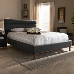 Hot Sale 🎉 King Baxton Studio Erlend Upholstered Platform Bed ✔️ -Beds Shop inuseWSI4590