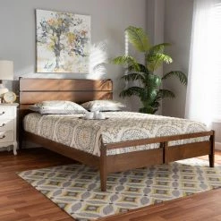 Best deal 😀 Queen Baxton Studio Avena Mid-Century Modern Platform Bed ⌛ -Beds Shop inuseWSI4681
