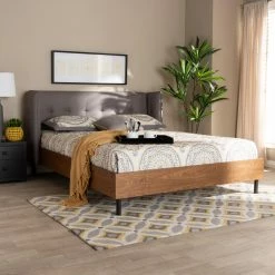 Discount 🧨 King Baxton Studio Catarina Mid-Century Modern Platform Bed 🔥 -Beds Shop inuseWSI4682