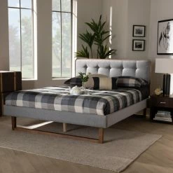 Best Pirce 🥰 King Baxton Studio Sofia Platform Bed 😉 -Beds Shop inuseWSI4989