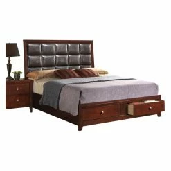 Best Pirce 🔥 Queen Acme Furniture Ilana Brown And Cherry Storage Panel Bed 😀