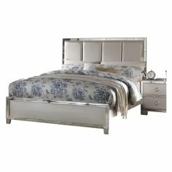 Brand new 🛒 Queen Acme Furniture Voeville II Platinum Panel Bed With Padded Headboard 👍