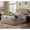 Hot Sale 🛒 Queen Alpine Furniture Amanda Upholstered Platform Bed - Haskett Jute ⭐ -Beds Shop masterALPE323