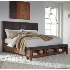 Buy 🎉 King Signature Design By Ashley Ralene Upholstered Storage Panel Bed 👍