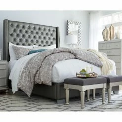 Cheap 🔥 California King Signature Design By Ashley Coralayne Upholstered Low Profile Bed 👍