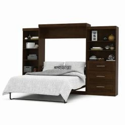 Discount 😍 Queen Bestar Pur Murphy Wall Bed With One 5-Shelf And One 3-Drawer/Shelf Storage Unit 😍