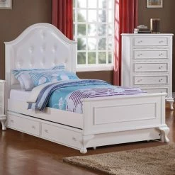 Hot Sale π Full/Double Picket House Furnishings Jesse Upholstered Panel Bed - White β€οΈ