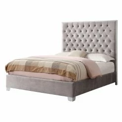 Top 10 π Wallace & Bay California King Wallace & Bay James Silver Gray Button Tufted Panel Bed π