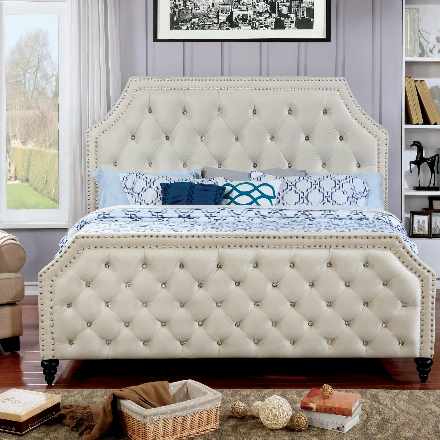Buy π California King Furniture Of America Taylore Contemporary Tufted Fabric Bed π 3 Buy π California King Furniture Of America Taylore Contemporary Tufted Fabric Bed π