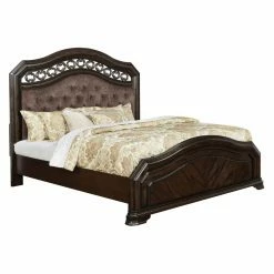 Outlet 🎁 Queen Furniture Of America Petersen Tufted Headboard Panel Bed ⭐