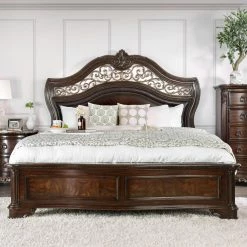 Discount 💯 King Furniture Of America Davidson Carved Wood Panel Bed 🔔