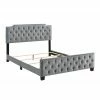 Best Sale 🥰 Furniture Of America Teague Button Tufted Upholstered Bed - Eastern King - Light Gray 🔥 -Beds Shop masterENLB5328