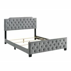 Best Sale π₯° Furniture Of America Teague Button Tufted Upholstered Bed - Eastern King - Light Gray π₯
