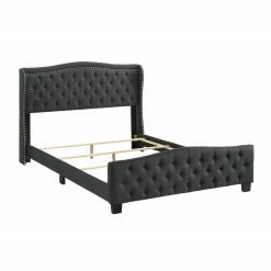 Best deal ⌛ Furniture Of America Emery Glam Button Tufted Upholstered Bed - Eastern King - Gray 👍