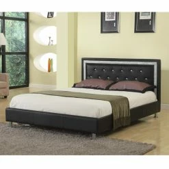 Discount 👍 Queen Best Master Furniture Faux Leather Platform Bed ✨