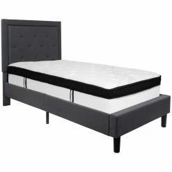Wholesale 🔔 King Flash Furniture Roxbury Tufted Upholstered Platform Bed 🔔