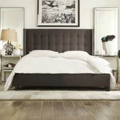 Best deal 🎉 Queen Chelsea Lane Edmonton Wingback Upholstered Platform Bed ✔️