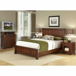 Hot Sale 🔥 Queen Home Styles Aspen Rustic Cherry Low Profile Bed ✨