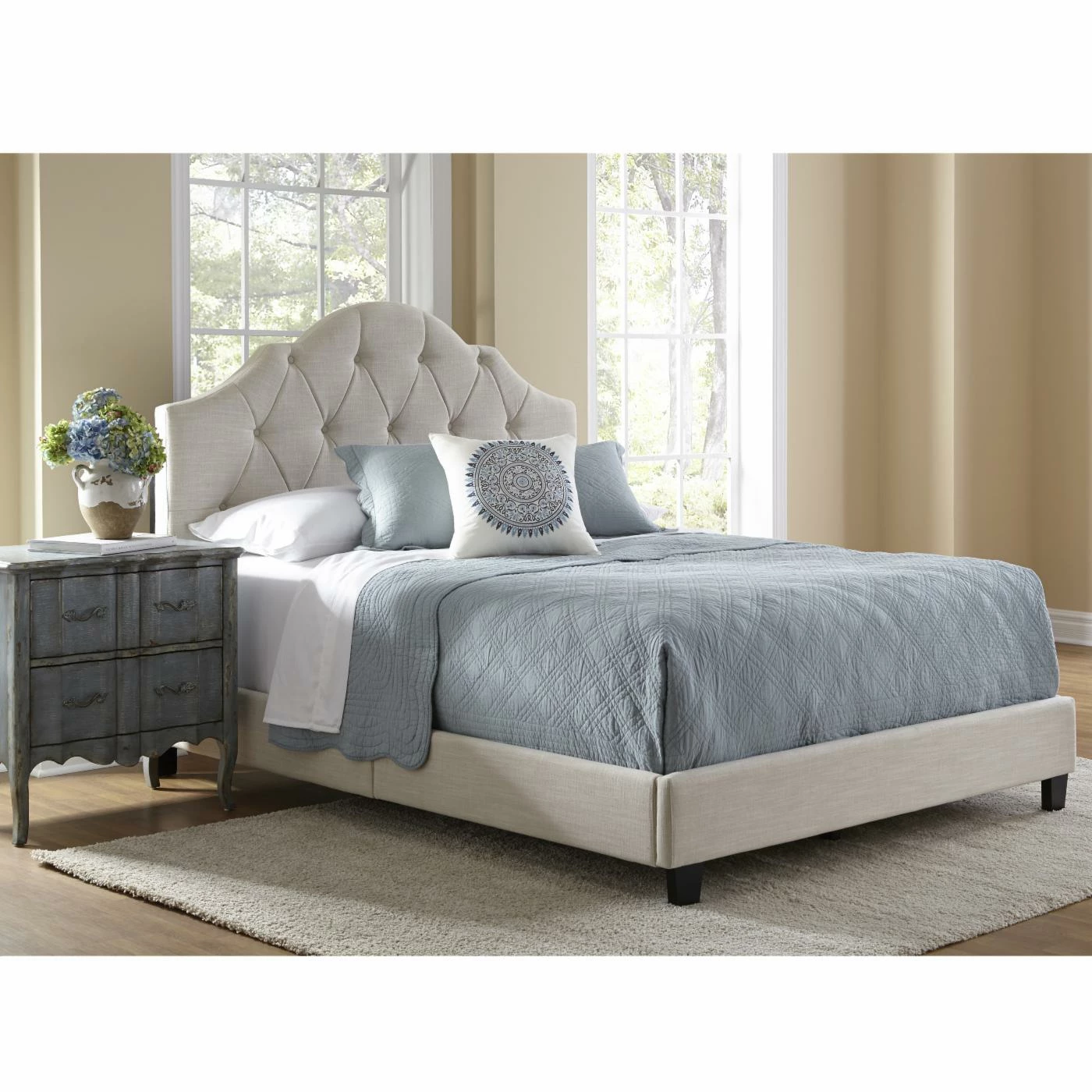 Hot Sale π Right2Home King All-In-One Scalloped Tufted Upholstered Panel Bed π 3 Hot Sale π Right2Home King All-In-One Scalloped Tufted Upholstered Panel Bed π