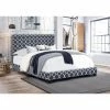 Best Sale 💯 King Right2Home Marine Quatrefoil Upholstered Platform Bed With Nailhead Trim 😉