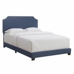 Outlet 🎁 Queen HomeFare Clipped Corner Upholstered Low Profile Bed 🔥
