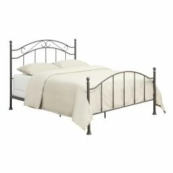 Deals 👍 HomeFare Scrolled Metal Panel Bed - King 🎉