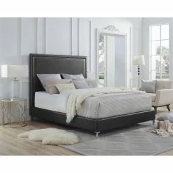 Flash Sale 🔥 King Inspired Home Reese Faux Leather Platform Bed 😍