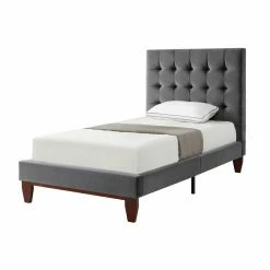 Best Sale ✨ Queen Inspired Home Scott Velvet Button Tufted Platform Bed 🤩