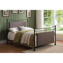 Cheap 😉 K&B Furniture King K&B Furniture Pewter Upholstered Metal Bed 🔔