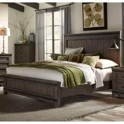 Hot Sale 👍 Liberty Furniture Industries King Liberty Furniture Thornwood Panel Bed 🧨