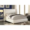 Coupon 🔔 King Meridian Furniture Inc Soho White Bonded Leather Platform Bed 🧨 -Beds Shop masterMERI468