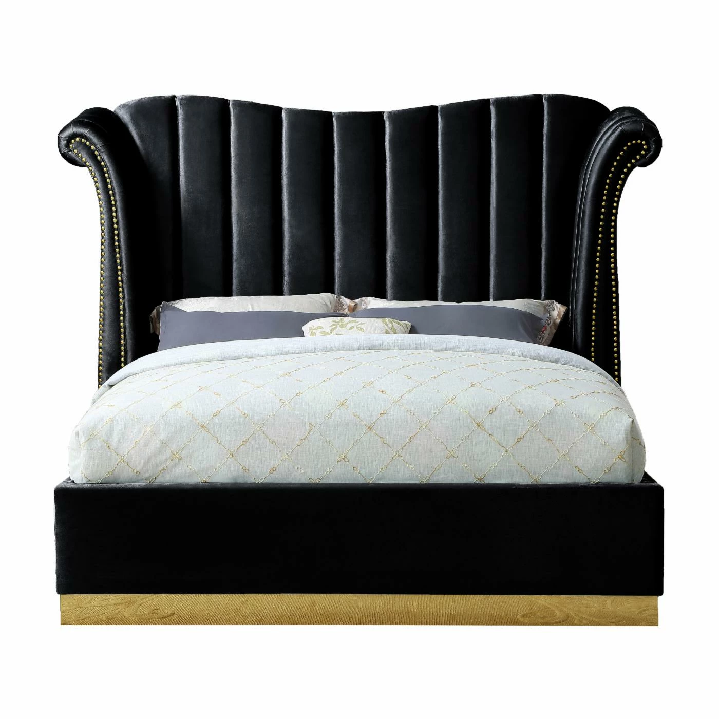 New β King Meridian Furniture Inc Flora Upholstered Wingback Low Profile Bed With Nailhead Trim π₯ 3 New β King Meridian Furniture Inc Flora Upholstered Wingback Low Profile Bed With Nailhead Trim π₯