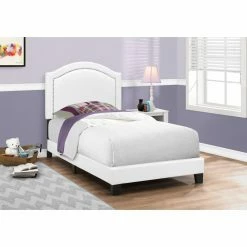 Discount 💯 Queen Monarch Specialties Faux Leather With Nailhead Accent Bed 🎉