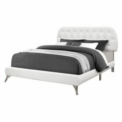 Flash Sale 🧨 Queen Monarch Specialties Retro Tufted Faux Leather Panel Bed 🛒