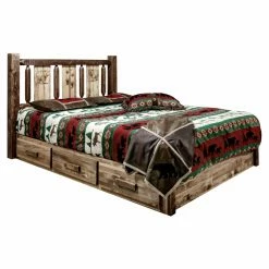 Wholesale π Queen Montana Woodworks Homestead Collection Platform Bed With Storage With Laser Engraved Design π
