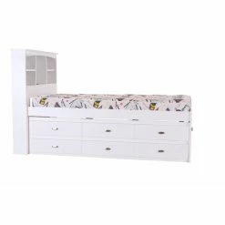 Top 10 🔥 OS Home And Office Furniture Solid Pine Twin Captains Bookcase Bed With 6 Spacious Under Bed Drawers In Casual White 👍