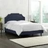 Hot Sale 👍 Skyline Furniture California King Notched Border Linen Upholstered Bed 🥰 -Beds Shop masterSKY1387
