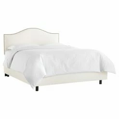 Top 10 ⌛ Skyline Furniture King Skyline Nail Button Pearl Shantung Upholstered Platform Bed 🔥