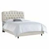 Deals 😍 California King Skyline Furniture Curved Tufted Linen Upholstered Low Profile Bed ✔️ -Beds Shop masterSKY2008