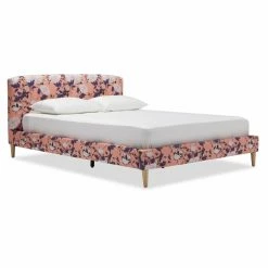 Outlet 🔔 California King Vintage Floral Upholstered Platform Bed By Drew Barrymore Flower Home 🔔