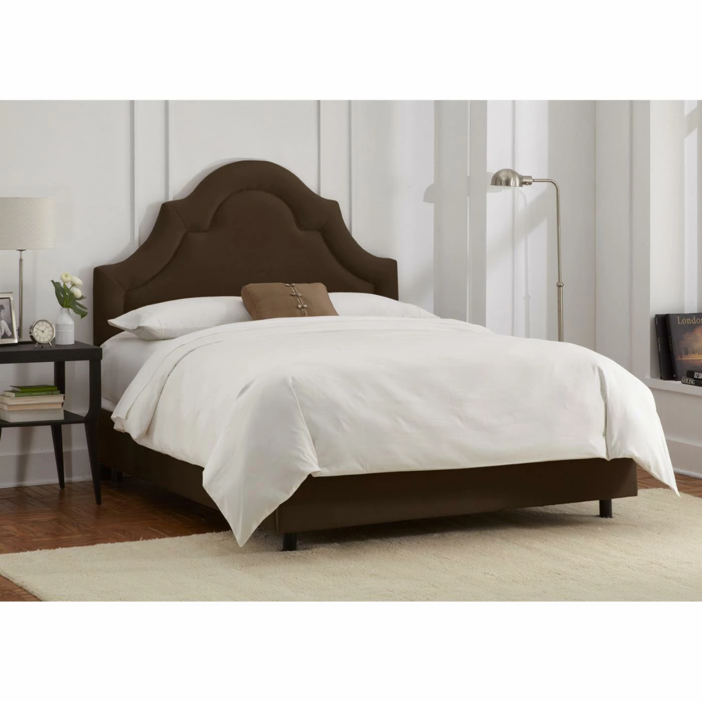 Discount π Skyline Furniture California King Arch Border Velvet Upholstered Bed π₯° 3 Discount π Skyline Furniture California King Arch Border Velvet Upholstered Bed π₯°
