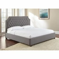 Deals 😉 King Steve Silver Co. Willshire Upholstered Low Profile Bed ⌛