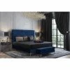 Deals ✔️ King TOV Furniture Delilah Navy Textured Velvet Low Profile Bed ⭐ -Beds Shop masterTOVF347