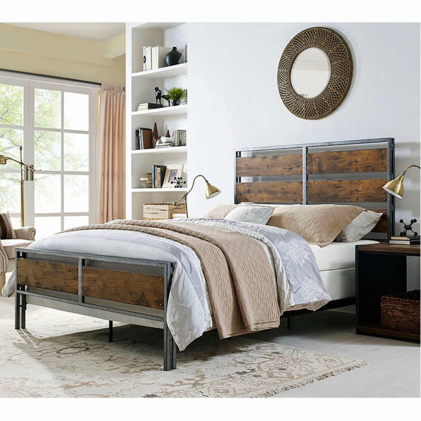 Deals π Walker Edison Queen Size Metal And Wood Plank Bed - Brown π₯° 3 Deals π Walker Edison Queen Size Metal And Wood Plank Bed - Brown π₯°