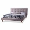 Wholesale ✔️ King HN Home Shu Mid-Century Modern Fabric Upholstered Platform Bed 😉