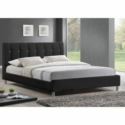 Outlet 🔔 Queen Baxton Studio Vino Upholstered Platform Bed 😀