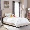 Promo 👍 Baxton Studio Benjamin Upholstered Twin Size Platform Bed With Nail Heads ❤️ -Beds Shop masterWSI3533