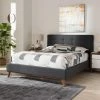 New 🔔 King Baxton Studio Valencia Mid-Century Modern Platform Bed ✨ -Beds Shop masterWSI3676